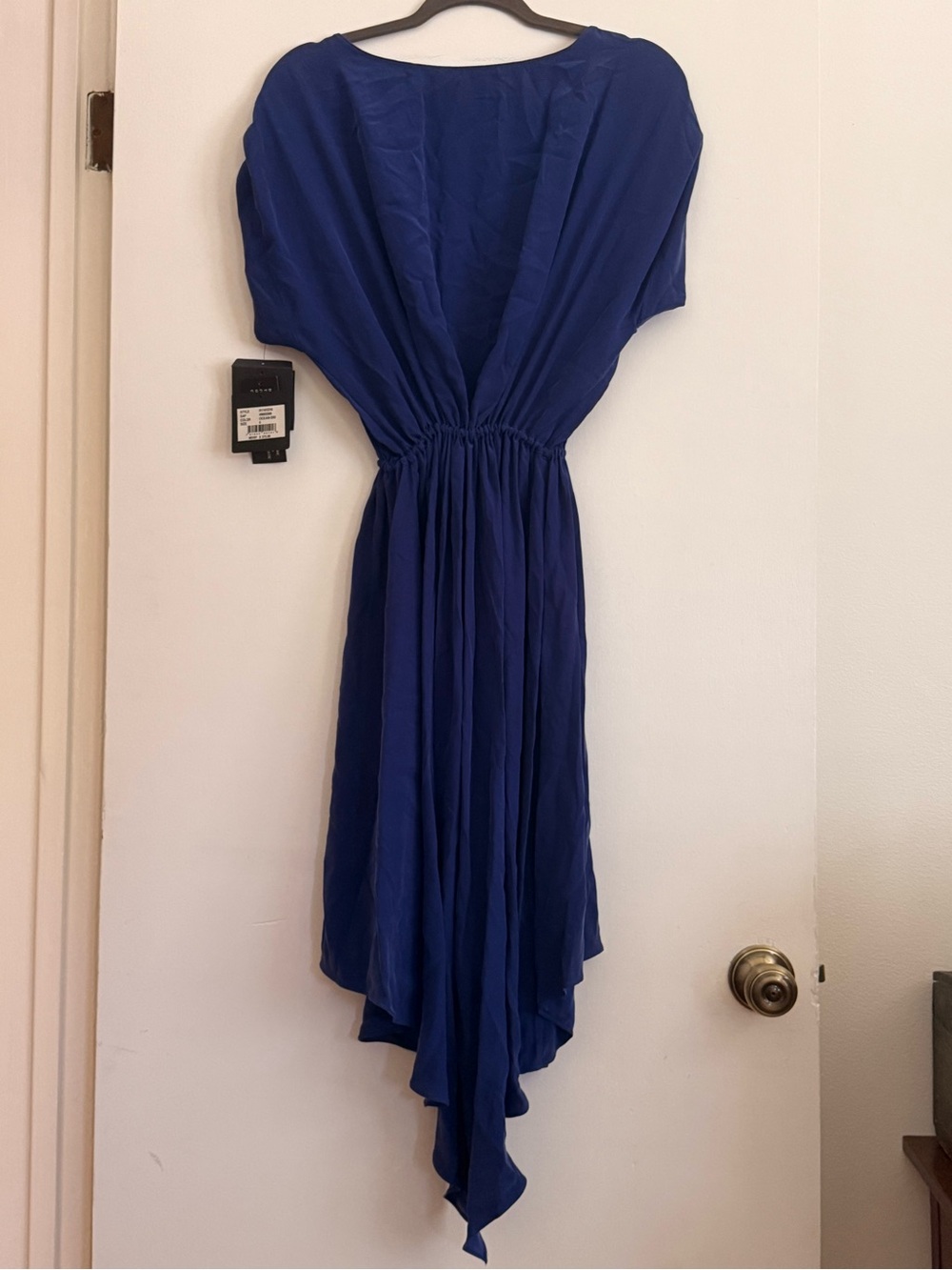 Robert Rodriguez Silk Dress | 6 | NWT | Ocean Blue | High Low Dolman Drawstring